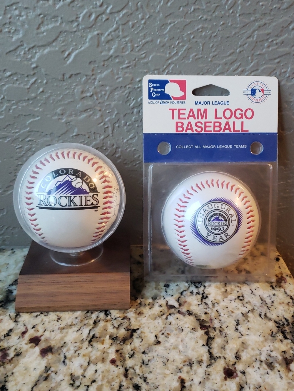 Vintage Colorado Rockies Team Logo Baseballs - White with Purple & Black Logos